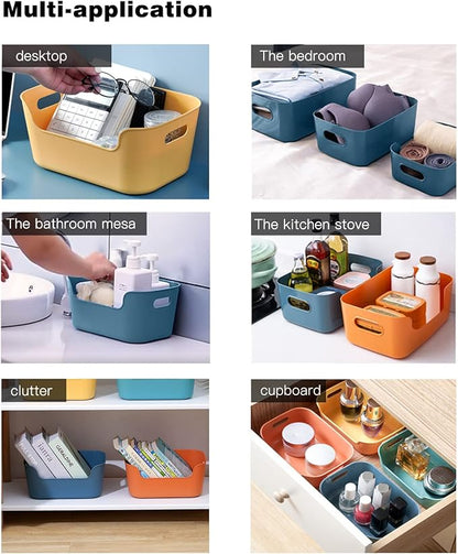 OWill 12-Pack Mixed Plastic Storage Bins and Baskets for Efficient Home Classroom Organization - Small Containers in Multiple Colors for Kitchen, Cupboard Box, Bathroom Organizer on Shelves and Tubs