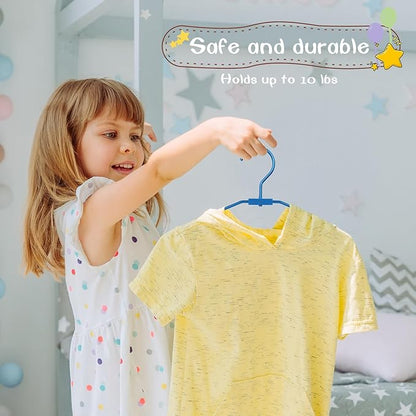 VWV Blue Aluminum Hangers, 20 Pack Baby Hanger，12.6 Inch Children Baby Hangers, Sturdy Metal Children Clothes Hangers for Wardrobe, Space-Saving Toddler Hanger