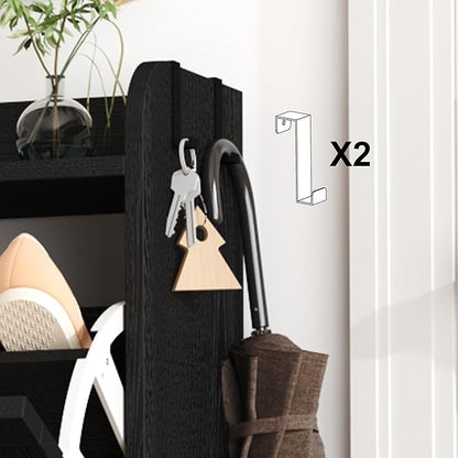 HOMEFORT Shoe Storage Cabinet for Entryway, 30" Freestanding Organizer with Two Flip Drawers, Narrow Hidden Shoe Rack with Wood Legs, Farmhouse Shoe Cabinet for Front Door Entrance,Black