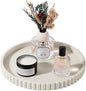 Round Bathroom Tray Silicone Kitchen Counter Decor Vanity Organizer Decorative Coffee Table Tray for Perfume, Candle, Soap Dish, 10 Inch, Beige