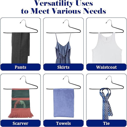 20 Pack Open Ended Pants Hangers with Non Slip Design,Suitable for Trousers,Jeans,Towels for Closet Space Saving,Durable Metal Material with Rubber Coating (Black)