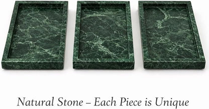 Natural Green Marble Tray for Bathroom | Kitchen | Vanity | Desktop, Stone Organizer for Coffee Table, Dresser, Nightstand, Candles, Soap, Towel, Plant, Jewelry (12" x 8"), Rectangular