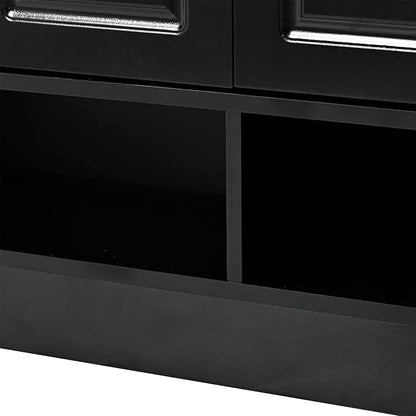 Shoe Cabinet with Adjustable Shelves, Minimalist and Modern Shoe Storage Organizer with Cabinets and Drawer, Space-saving Design Shoe Rack for Various Sizes of Shoes (Black-Customized Shelves 8)