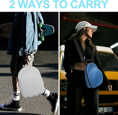 Glamgen Hard Hat Travel Case, Cap Storage for Baseball Caps with Adjustable Shoulder Strap and Carrying Handle, Hat Carrier Organizer Holder Bag up to 6 Hats for Women and Men Travel Home - Blue