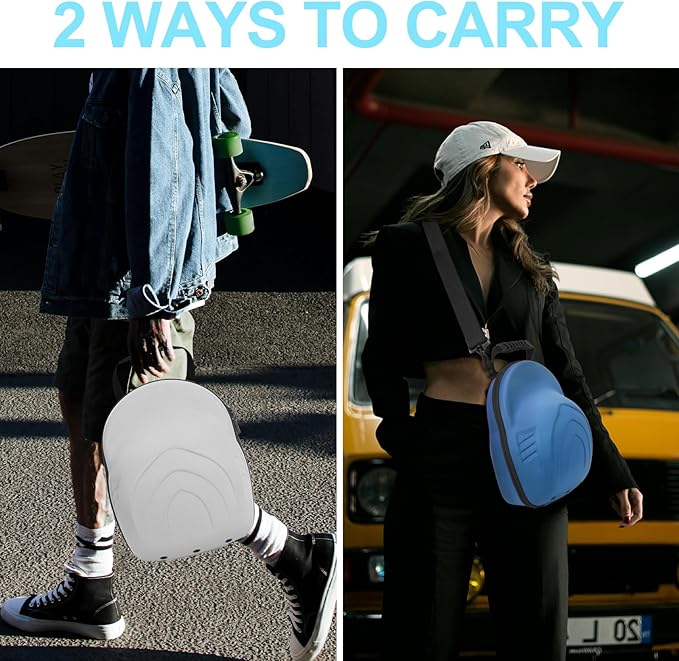 Glamgen Hard Hat Travel Case, Cap Storage for Baseball Caps with Adjustable Shoulder Strap and Carrying Handle, Hat Carrier Organizer Holder Bag up to 6 Hats for Women and Men Travel Home - Grey