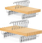 Nature Smile Wooden Pants Hangers Skirt Hanger Solid Lotus Wood Jeans Bottom Hanger with Clips Natural Color(20 Pack)