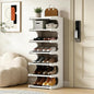 39" Bamboo Shoe Rack - Vertical Shoe Organizer Rack for Small Space, Narrow Shoe Tower for Closet, Entryway, Corner, Tall Shoe Shelf with Removable Shelves, Flexible Storage Shelf for Saving Space