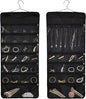 Hanging Jewelry Organizer Storage Roll 41 Pockets and 7 Necklace Hooks with Detachable Hanger Double-Sided Foldable, Travel Jewelry Holder for Earrings, Rings, Bracelets, Hanging on Closet, Wall, Door