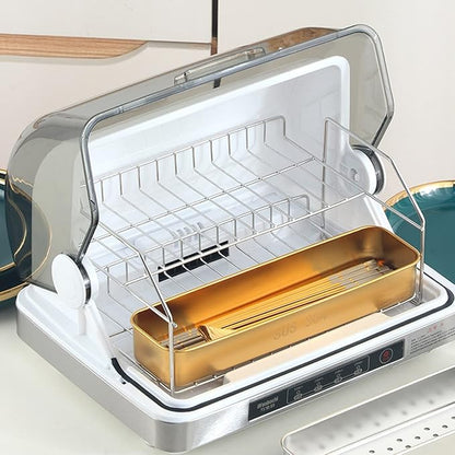 Flatware Tray with Lid,Stainless Steel Cutlery Tray Holder,Chopsticks Storage Boxes Kitchen Draining Chopstick Spoon Fork Storage Box with Lid Drainer(silver)