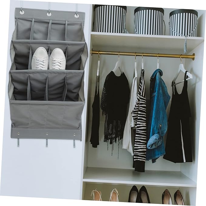 PRETYZOOM Hanging Toiletry Bag over The Door Shoe Organizer Wall Storage Bag Molle Pouches Organizer Grey