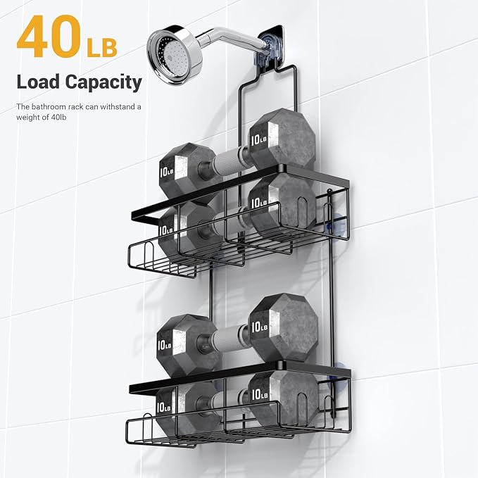 AKTECKE Shower Caddy Hanging Bathroom Organizer: Rustproof Shelf for Inside Shower - No Drilling Racks Over Showerhead - Bath Shelves for Shampoo Soap