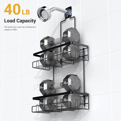 AKTECKE Shower Caddy Hanging Bathroom Organizer: Rustproof Shelf for Inside Shower - No Drilling Racks Over Showerhead - Bath Shelves for Shampoo Soap