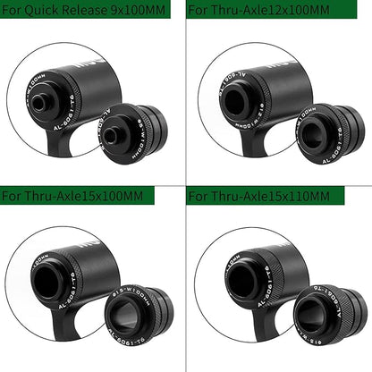 Bike Fork Mount, Upgraded Quick Release Thru Axle Bicycle Fork Rack Block with 4 Adapters for Car Trucks Vans SUV Transport and Storage, Black