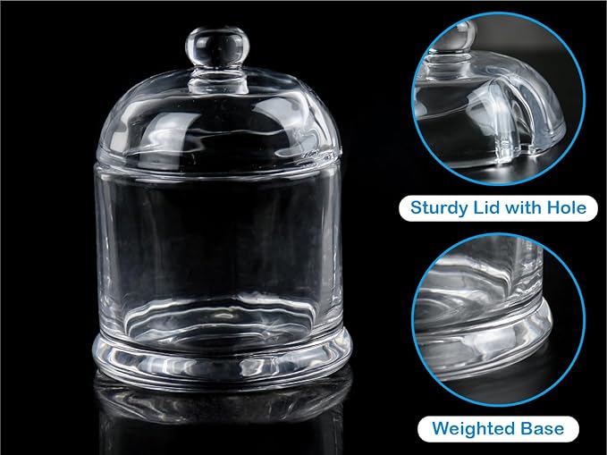 HillSpring Thick Glass Salt Cellar with Stainless Steel Spoon, Clear Container for Kosher, Sea, Himalayan Salt, Sugar, Pepper, Heavyweight Spices Jar, 10 oz (1, Transparent, Medium)