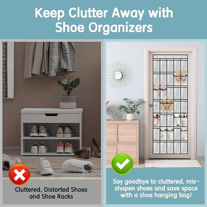 Kotkn 35 Compartment Over The Door Storage - Breathable Mesh Hanging Organizer with Large Pockets, Space Saving Design for Men & Women's Footwear, Closet, Bedroom （White）