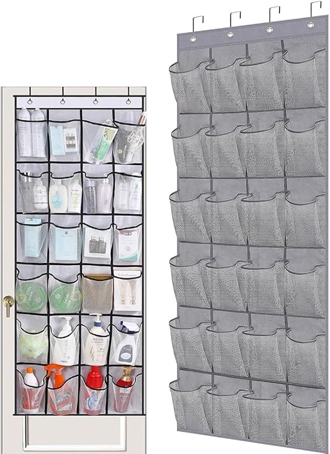 Shoe Rack for Door,Shoe Organizer Over the Door,24 Mesh Pockets,Hanging Shoe Organizer,Door Shoe Rack,Wall Mounted Shoe Rack,for Shoes, Sneakers,Store various small items (B)