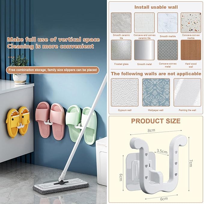 Shoes Holder Hook, Wall Adhesive Slipper Holder, Space-Saving Shoe Hook, Wall-Mounted Flip-Flop Holder, Slippers Hanging Hook Rack, Modern Non-Drilling Footwear Organizer for Entryway, Closet, Dorm