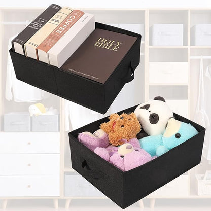 Clothings Collapsible Storage Bins, Foldable Organizers and Storage Baskets Cube Storage Bin for Bedroom Living Room (4 Pack, Black, 15.4x11.4x5.5inch)