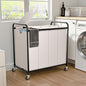 Laundry Sorter 4 Sections 48 Gal, Rolling Laundry Basket with Lockable Wheels and Lid, Laundry Hamper with 4 Separated Removable Bags Dirty Clothes Hamper for Laundry Room Organizer, White