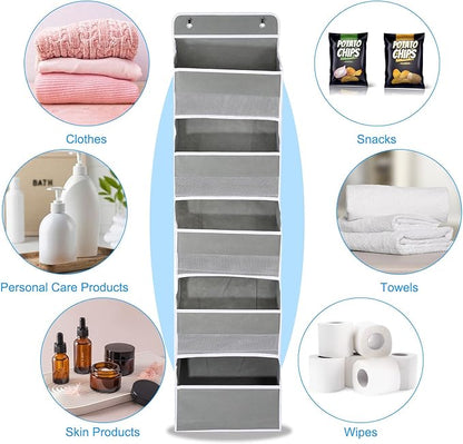 PATIKIL Over The Door Shoe Organizer Hanging Rack Storage with 5 Large Pockets & 6 Side Pockets Wall Mount 35 lbs Weight Capacity for Door Wall Closet Shoes, 5 Layer, Grey