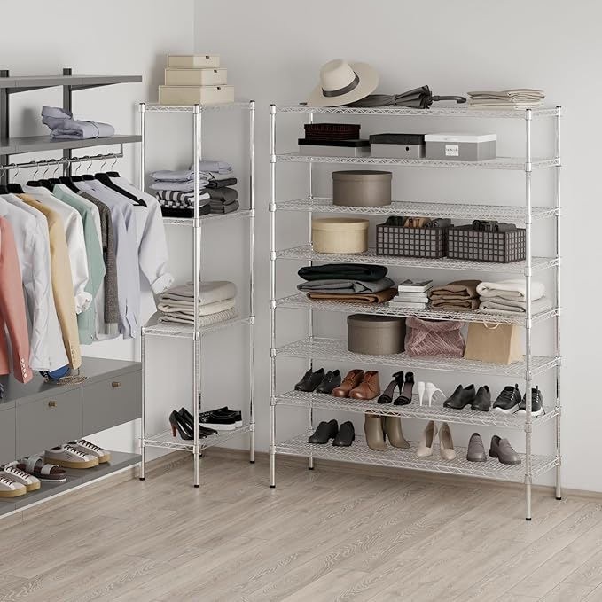 18" Deep x 54" Wide x 74" Height Wire Shelving Kit | 8-Tier | NSF Commercial Storage Rack Unit