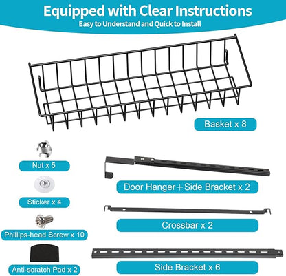 ElegantArray 8-Tier Pantry Door Oragnizer, Over The Door Pantry Organizer Rack and Storage, Hanging Spice Rack Shelves Door, Home Office Laundry Room Bathroom & Kitchen Organization Essentials Metal