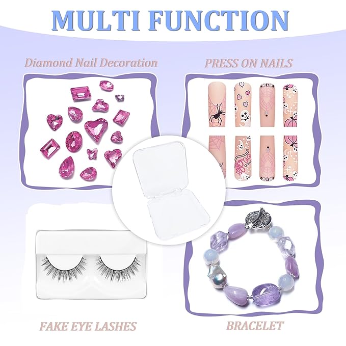 Press on Nail Box,30 Sets Display Case Artificial Nail Display Storage Box with 60 Pcs Adhesive Double Sided Tape Acrylic Nail Box Press On Nail Packaging for Nail Salon