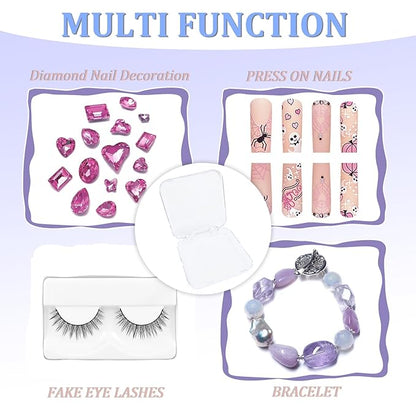 Press on Nail Box,30 Sets Display Case Artificial Nail Display Storage Box with 60 Pcs Adhesive Double Sided Tape Acrylic Nail Box Press On Nail Packaging for Nail Salon
