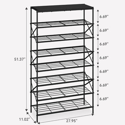 IBUYKE 8 Tier Shoe Rack, Large Capacity Shoe Storage Organizer for 32 Pairs of Shoes, Metal Shoe Storage Rack with Shelf for Entryway Hallway Closet Garage, Black TXJ018B
