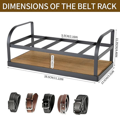 DAOYA 5-Slot Belt Organizer for Closet, Bamboo Wooden Belt Storage Rack for Dresser Drawer, Display Belts Ties Neatly, Sturdy Gift for Men