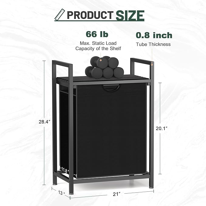 Sonharlar Laundry Sorter with Removable Bag, 16 Gallons Laundry Hamper with Adjustable Feet, Laundry Basket for Laundry Room, Bathroom and Bedroom(Charcoal Black)