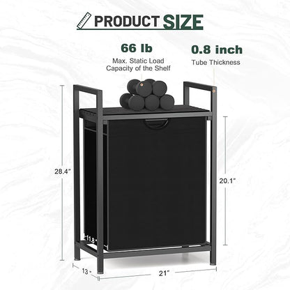 Sonharlar Laundry Sorter with Removable Bag, 16 Gallons Laundry Hamper with Adjustable Feet, Laundry Basket for Laundry Room, Bathroom and Bedroom(Charcoal Black)