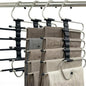 Pants Hangers Space Saving, 5 Tier Jeans Hanger for Closet, Black Multiple Heavy Duty Stainless Steel Pant Rack for Trousers, Legging with 20 Clips (4 Pack)