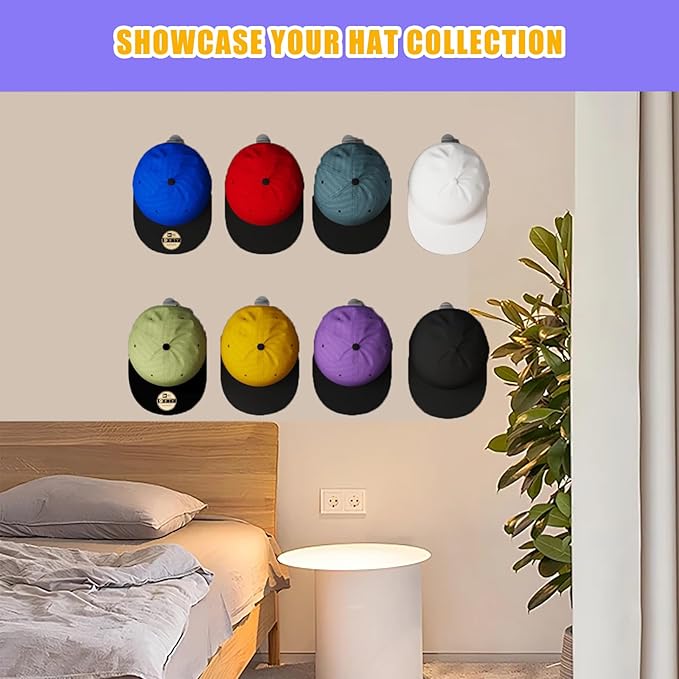 FAYYGYH 24 Pack Adhesive Hat Hooks for Wall, Strong Hat Rack for Baseball Caps, Minimalist Hat Rack Display for Home Decor, No Drilling, Hat Hold Hanger for Wall, Door, Closet (Gray)