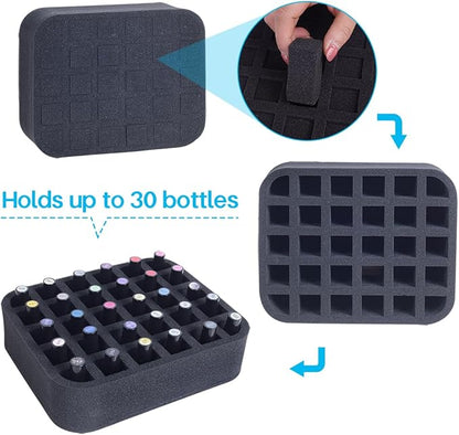 2 Pack Nail Polish Organizer Holder Foam Pad with Slots for Storage 60 Bottles (15ml/0.5fl.oz) Nail Polish or Essential Oil Tray for Drawers Black