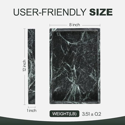 Koville Natural Marble Tray, Coffee Table Vanity/Decorative Tray for Jewerly, Watch, Perfume Candle Storage for Bedroom/Bathroom/Kitchen Countertop