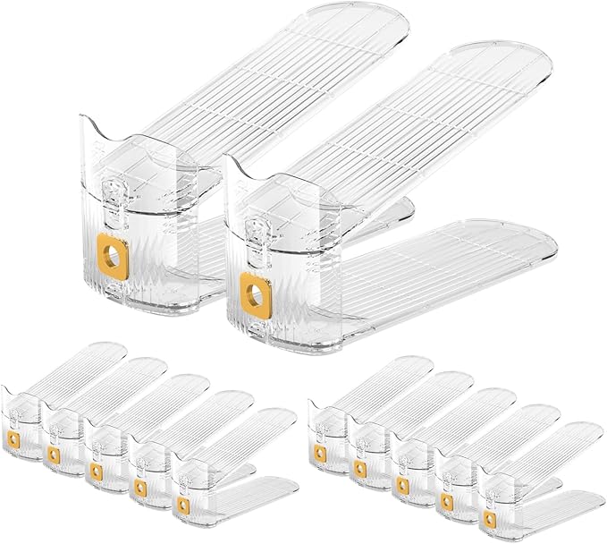 CiBiZi Clear Shoe Slots Organizers 12Pack Shoe Stacker Organizer for Closet Shoe Stackers for a Pair of Shoes Shoe Display Shelf Shoe Rack Holders Space Saver Organizador de Zapatos (Clear)
