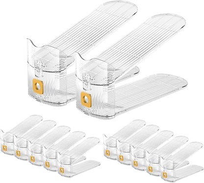 CiBiZi Clear Shoe Slots Organizers 12Pack Shoe Stacker Organizer for Closet Shoe Stackers for a Pair of Shoes Shoe Display Shelf Shoe Rack Holders Space Saver Organizador de Zapatos (Clear)