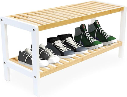 RoyalHouse Bamboo Shoe Rack, 2-Tier Shoe Organizer, Perfect Free Standing Shoe Rack for Living Room, Closet, Entryway, Bedroom