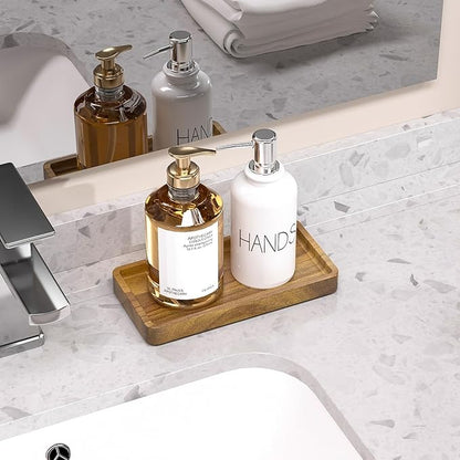 WEENSON Small Acacia Wood Bathroom Vanity Tray for Soap Dispenser, Toiletries, Makeup, Perfume, Decor, Kitchen Tray for Counter Salt Spice, Toilet Tank Tray for Candle, Nightstand 7.9"x4"