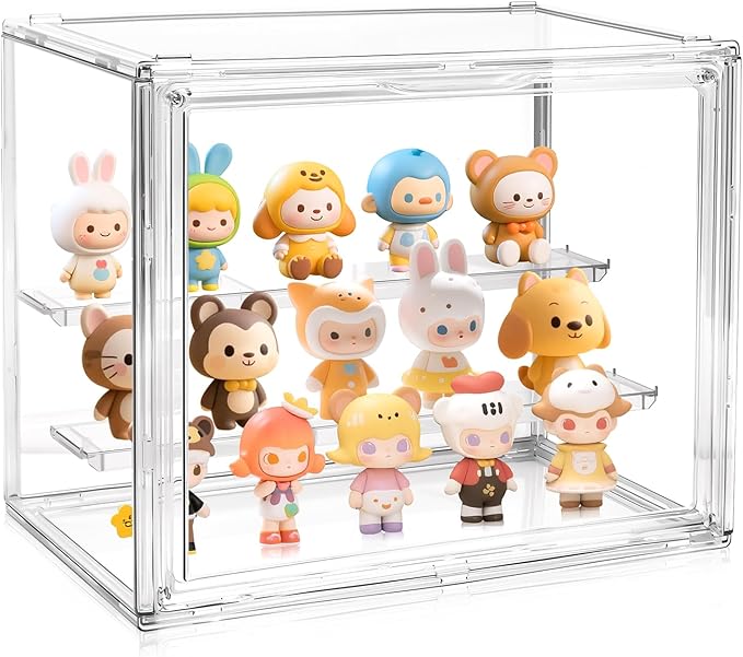Acrylic Display Case for Collectibles Clear Display Box for Figures with Magnetic Door, Stackable Design, Dustproof, Miniature Display Shelf for Action Figures,Display Box Display Case(1PCS)