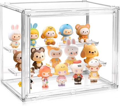 Acrylic Display Case for Collectibles Clear Display Box for Figures with Magnetic Door, Stackable Design, Dustproof, Miniature Display Shelf for Action Figures,Display Box Display Case(1PCS)