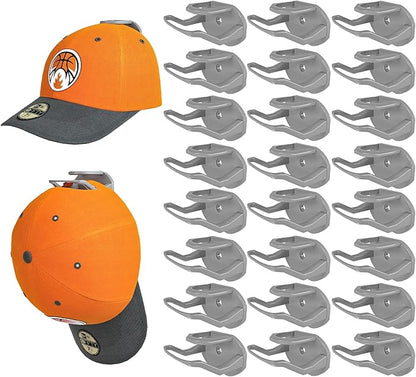 Niunuerga 24 Pack Adhesive Hat Hooks for Wall, Strong Hat Rack for Baseball Caps, Minimalist Hat Organizer Display for Home Decor, Hat Hold Hanger for Wall, Door, Closet, No Drilling (Grey)