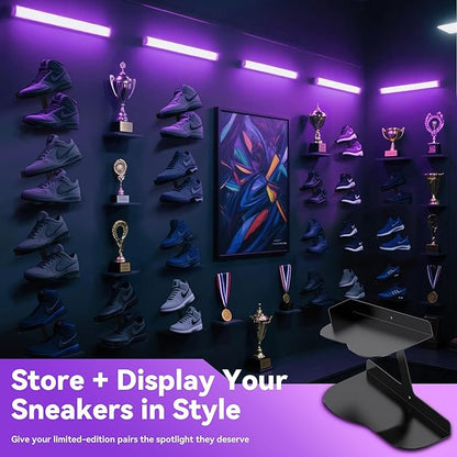 H Type Floating Shoe Rack for Wall, Metal Wall Mount Floating Shoe Shelves, Wall Mount Floating Sneaker Display Rack, Levitating Shoe Organizer for Sneaker Collector Advertising Exhibition