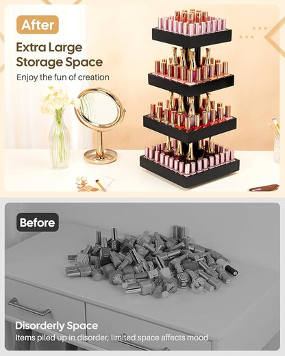 Homde Nail Polish Organizer for 86-123 Bottles, 360 Rotating Nail Polish Rack Holder, Display Storage Shelf for Fingernail Stand and Essential Oil, Gifts for Women Girls- Bamboo,Black