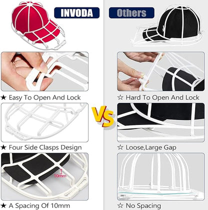 INVODA Hat Washer Cage Hat Washer for Washing Machine Hat Cleaner for Baseball Cap Dishwasher Hat Rack Protector Organizer for Flat & Curved (White)