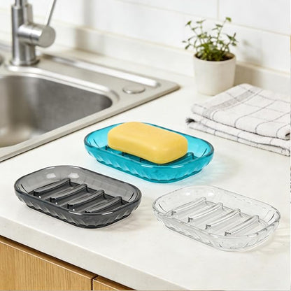 2 Pack Soap Dish Holder for Bar Soap, Bathroom Soap Dishes Bar Soap Holder Tray, Soap Dishes for Shower Bathroom, Kitchen Sink Soap Dish, Blue
