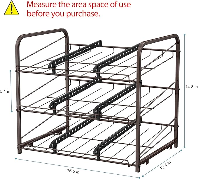 BTY Can Organizer for Pantry Stackable 2 Pack, Can Storage Organizer Rack Stacking Can Dispensers Small Space Holds up to 36 Cans for Pantry, Kitchen, Cabinet- Brown