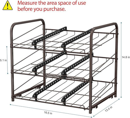BTY Can Organizer for Pantry Stackable 2 Pack, Can Storage Organizer Rack Stacking Can Dispensers Small Space Holds up to 36 Cans for Pantry, Kitchen, Cabinet- Brown