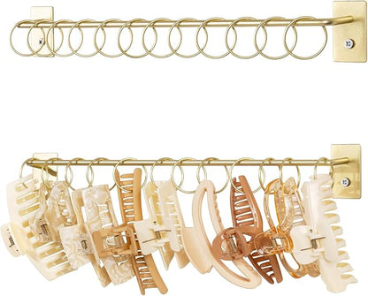 SNOWSTAR Metal Claw Clip Organizer Holder, Hair Clip Holder and Storage for Women and Girl,Claw Clips Hanger Display Hair Accessories for Wall Door Closet,Gold(1PCS)